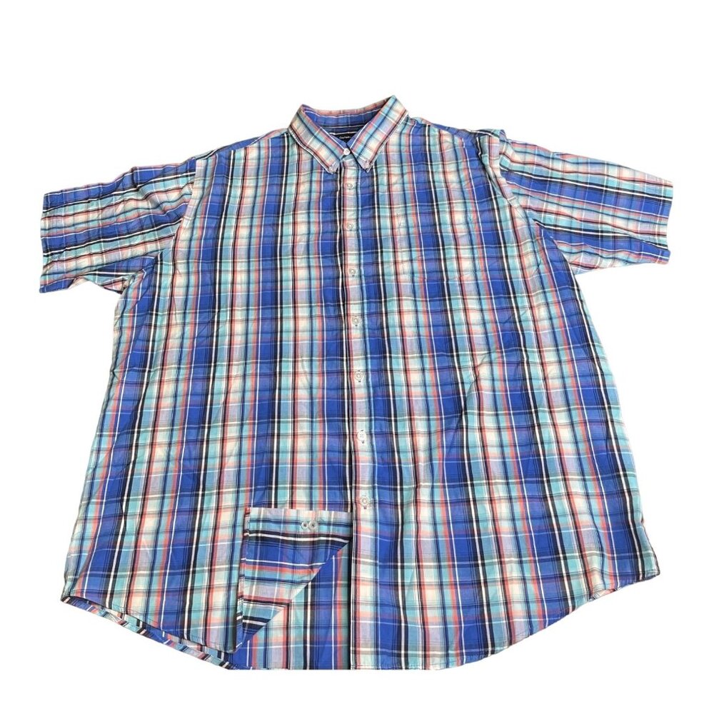 2XL Croft & Barrow Blue Plaid Botton-Down shirt Western Wear Classic Comfortable